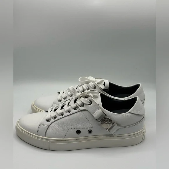 Versace Collection Medusa Strap White Leather Lace Up Sneakers Men's EUR 41 - Picture 5 of 13